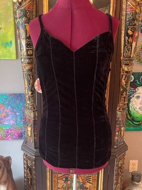 Derek Heart Black Velvet Corset-Style Camisole